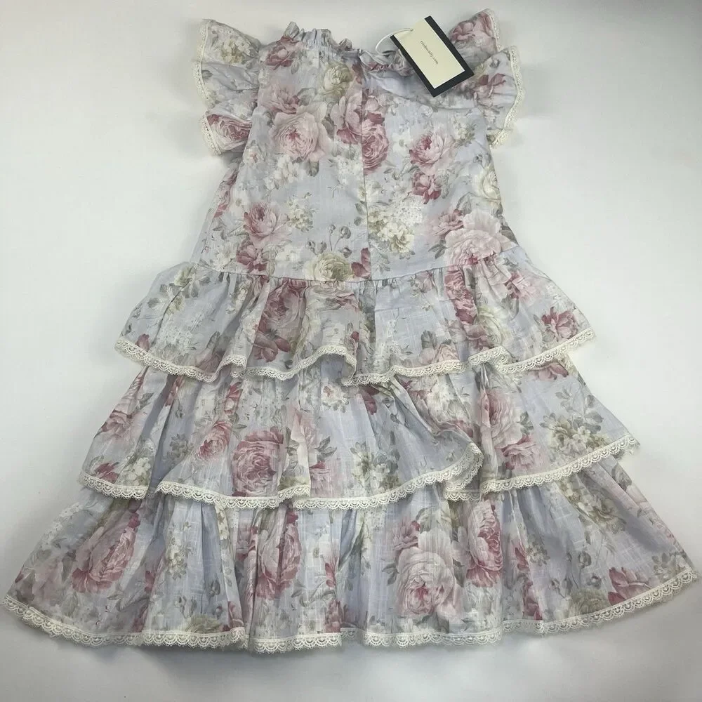 Trish Scully NWT Pink Lace Girls Dress Size 8 Floral Dressy Formal New Ruffles